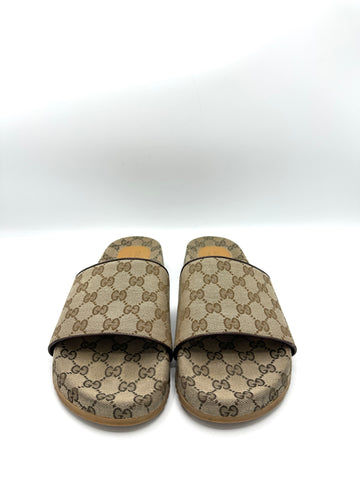 GG Canvas Slide Sandals Size 9