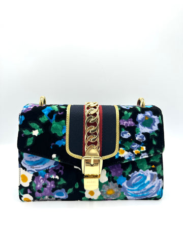 Multicolor Velvet Flora Sylvie Flap Bag