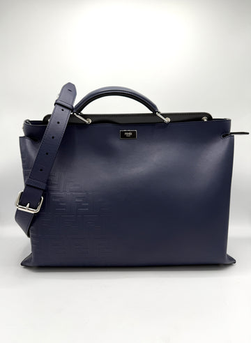 Navy Peekaboo Iconic Essentials Business Bag w/Strap