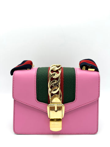 Pink Web Sylvie Flap Chain Crossbody