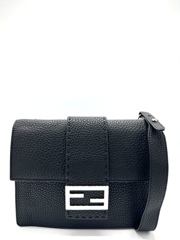 Black Pebbled Leather SHW Crossbody