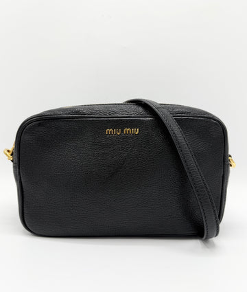 Black Pebbled Leather Camera Bag