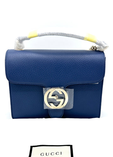 Blue Interlocking GG Flap Crossbody