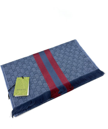 Blue GG Silk/Wool Muffler