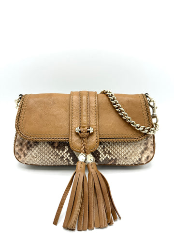 Brown Python Tassel Chain Shoulder