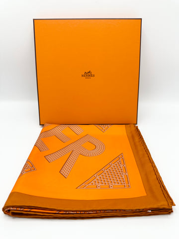 Orange Logo Silk Scarf