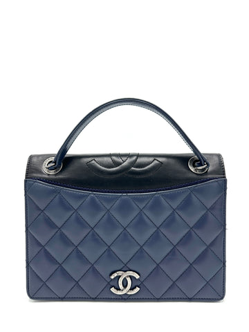 Blue/Black Quilted Ballerine Flap Bag