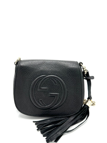 Black Pebbled SHW Soho Flap Crossbody