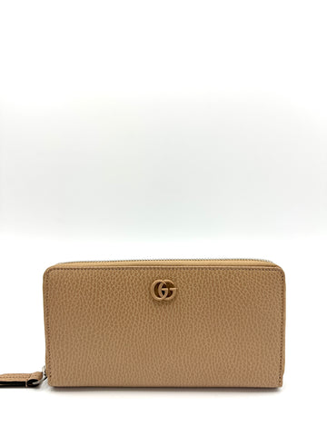 Light Caramel Enamel GG Zippy Long Wallet