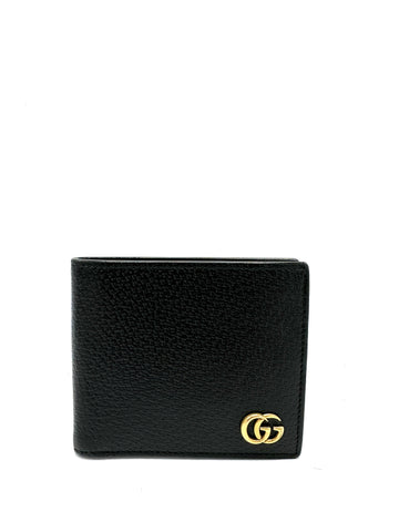 Black Pebbled Leather GHW Marmont Bifold Wallet