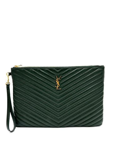 Forest Green XL Chevron Clutch