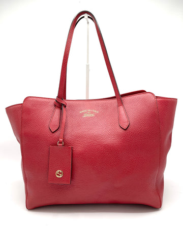 Red Pebbled Leather Large Swing Tote