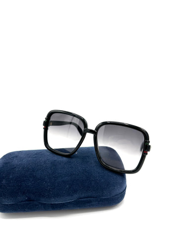 Black Square GG Web Enamel Sunglasses