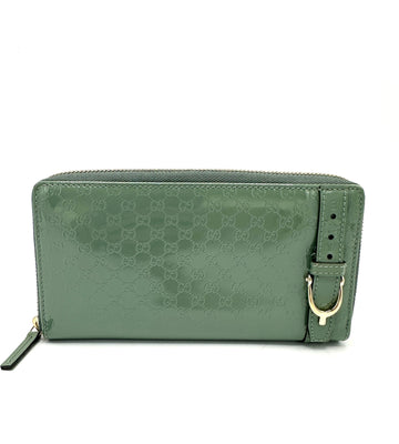 Sage Green Microguccissima Horsebit Zippy Long Wallet