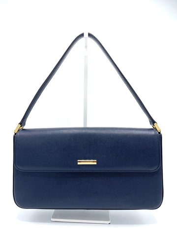 Navy Saffiano Flap Shoulder Bag