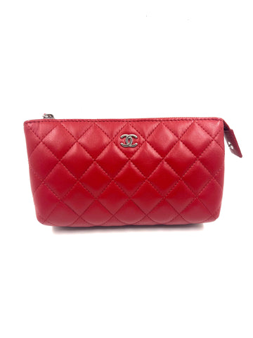 CC Red Lambskin SHW Zippy Pouch