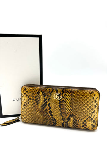 Golden Python GG Marmont Zippy Long Wallet