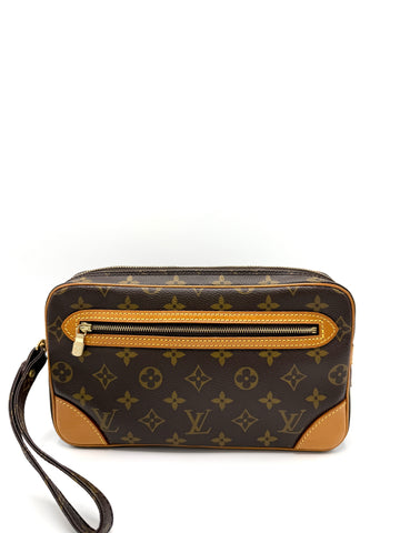 Brown Monogram Wristlet Clutch