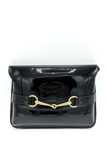 Black Horsebit Flap Crossbody