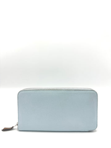 Hermes Light Blue Silk Interior Zippy Long Wallet