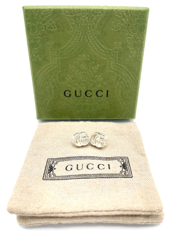 GG Marmont Engraved SHW Stud Earrings