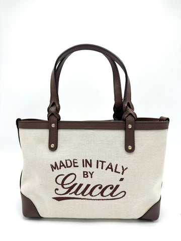 Brown Trimmed Canvas Made In Italy Tote