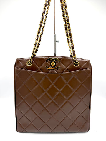 Brown XL CC Turnlock Chain Tote
