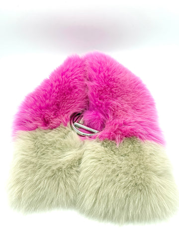 Pink-Beige Fox Fur Scarf