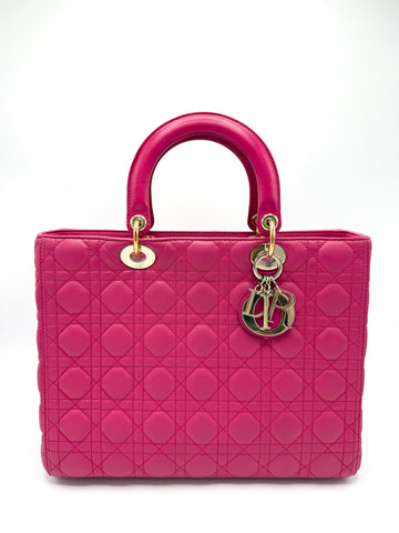Dior Pink Cannage GHW Large Lady Dior
