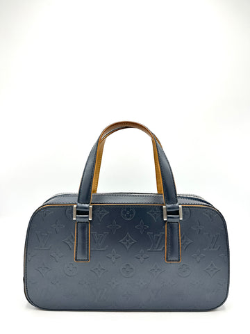 Metallic Slate Blue Monogram Shelton Zip Tote
