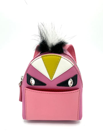 Pink Monster Mink Fur Backpack Bag Charm