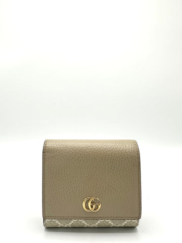 GG Canvas Beige Trifold Compact Wallet