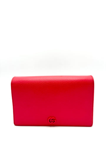 GG Coral Pink Chain Wallet