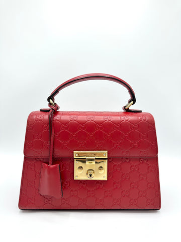 Red Gucissima Padlock Top Handle w/Strap