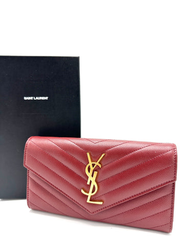 Ruby Red Caviar GHW Flap Long Wallet