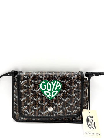 Black Goyardine Plumet Crossbody w/ Painted Heart