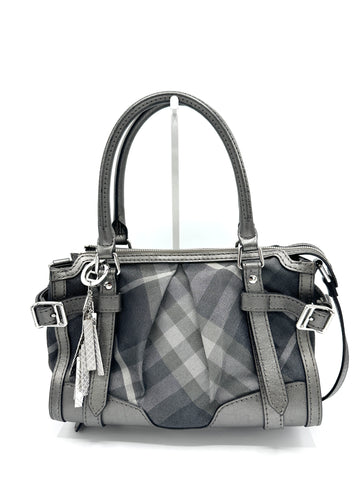 Metallic Silver Novacheck Cascade Charm Tote w/ Strap