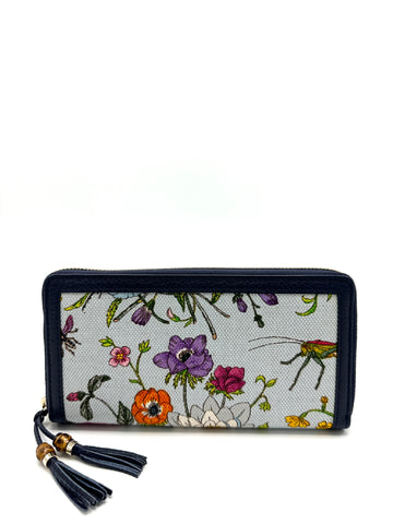 Multicolor Flora Bamboo Zippy Long Wallet