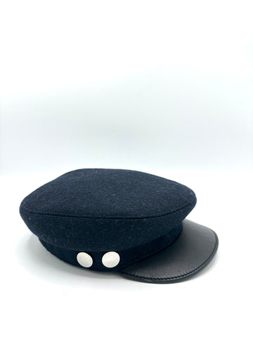 Blue Wool Lambskin Cap Sz 57