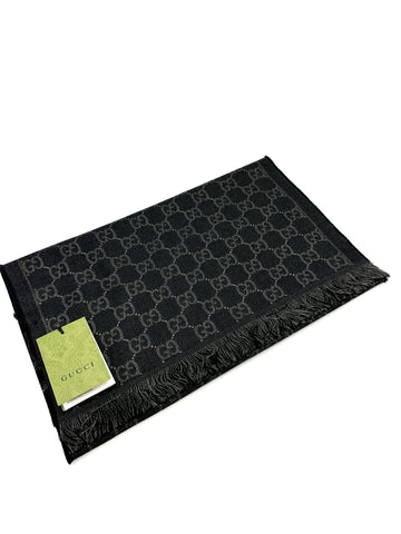 Black GG Silk/Wool Muffler