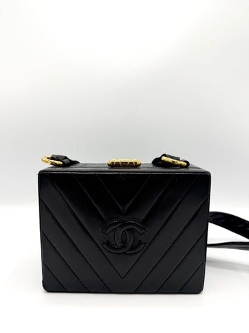 Vintage Square Chevron Box Shoulder Bag