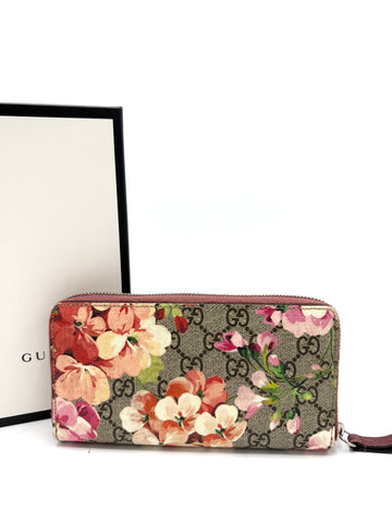 Pink/Red Blooms Monogram Zippy Wallet