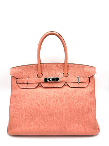 Flamingo Clemence Palladium HW Birkin 35