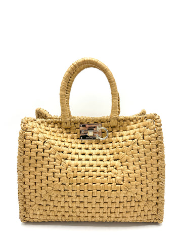 Natural Raffia Studio Bag Medium