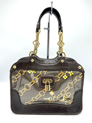 Brown/Gold PVC Chain Brown Trimmed Tote
