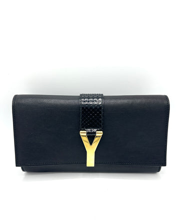 Black Y XL Python Clutch