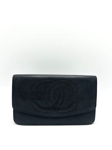 CC Black Caviar Flap Clutch