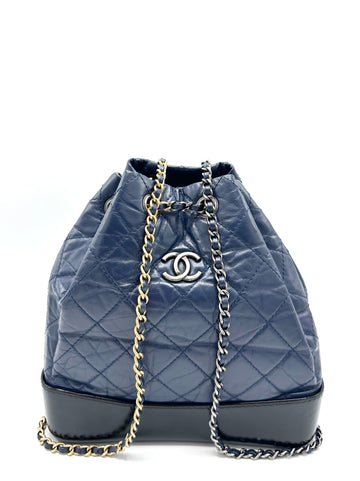 Blue Quilted Calfskin Gabrielle Backpack