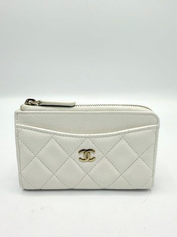 White Caviar Quilted Zippy Mini Wallet