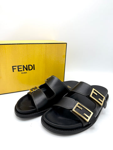 Black GHW Baguette Sandals SZ 40